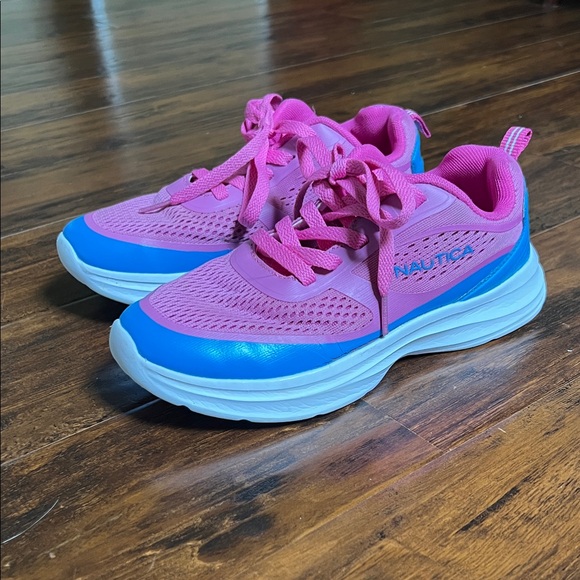 Nautica Other - Nautica Kids Bright Pink with Blue Trim Athletic Sneakers Size 4